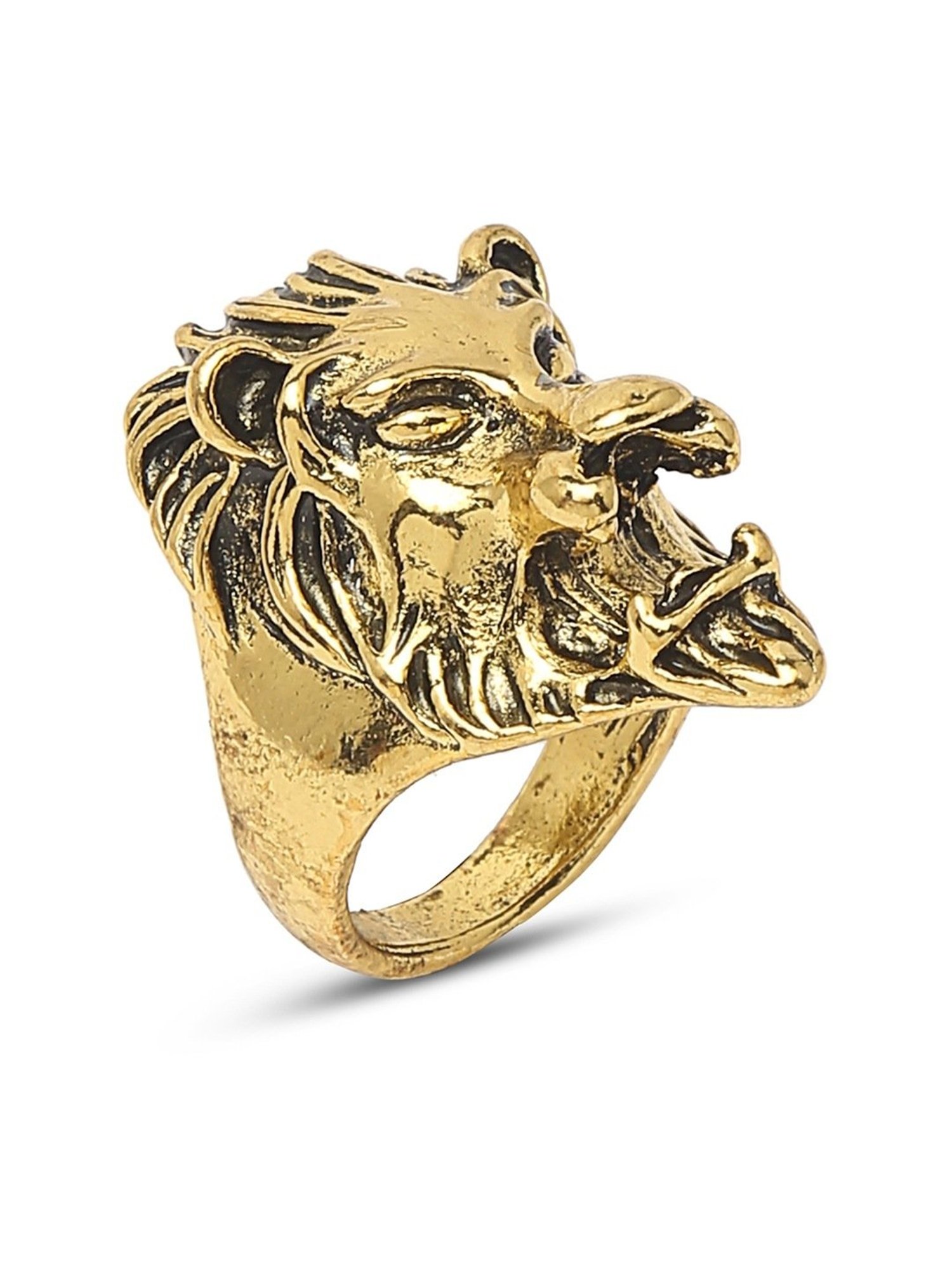 YouBella Lion Shaped Gold-Plated Cocktail Rings for Men