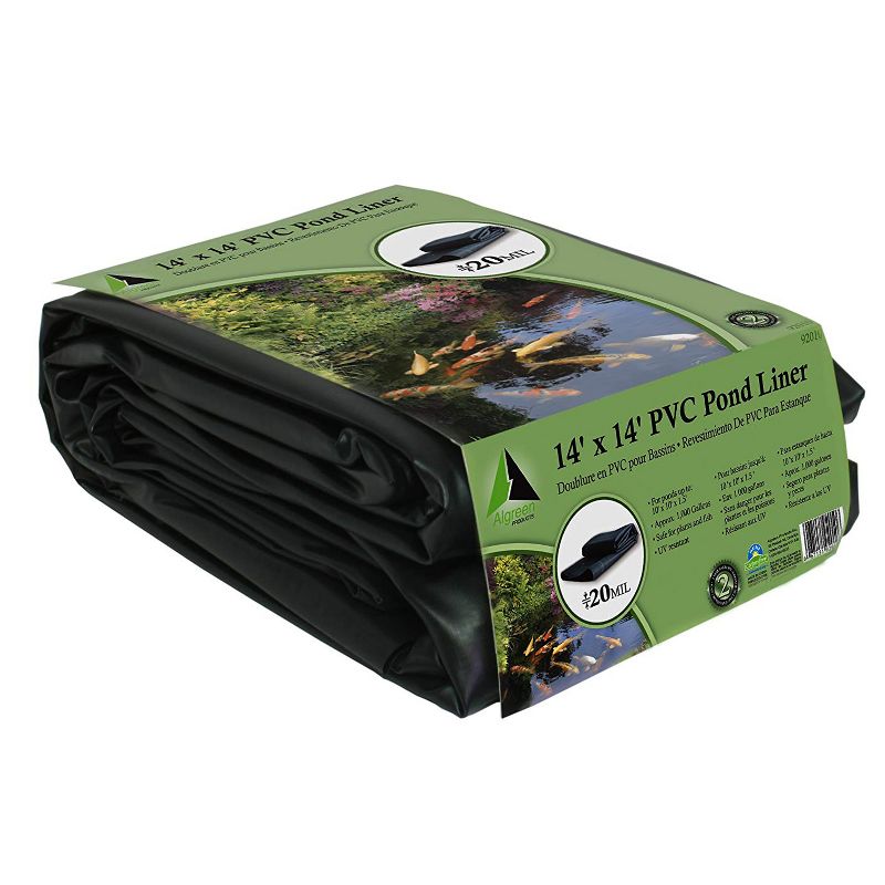 Algreen Versatile 14 x 14 Foot Low Maintenance Home Water Garden Outdoor Pond Liner for 1,200 Gallon Gardens