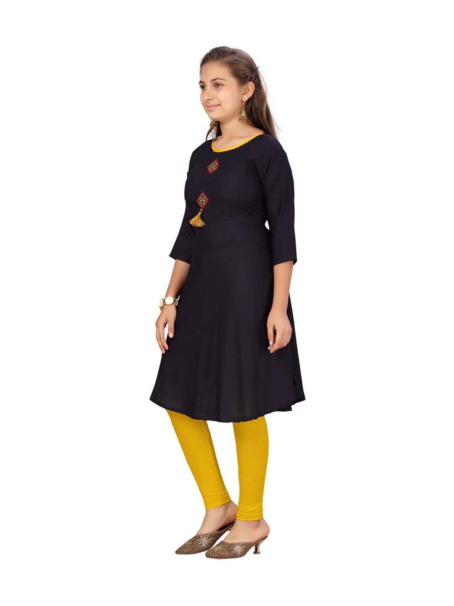 Peppermint Kids Navy Regular Fit Kurta Set