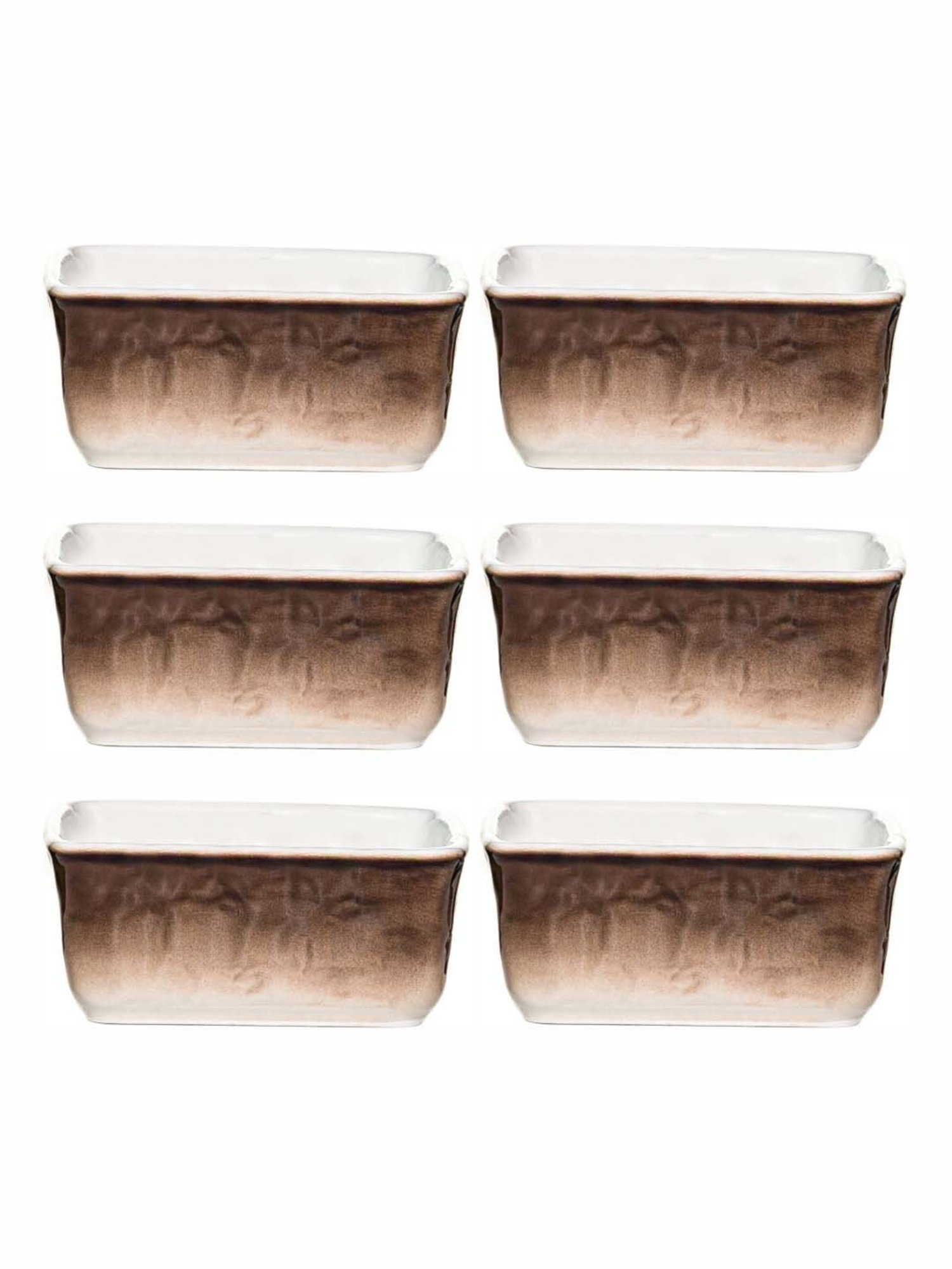 White Gold White & Brown Porcelain Bowls - Set of 6