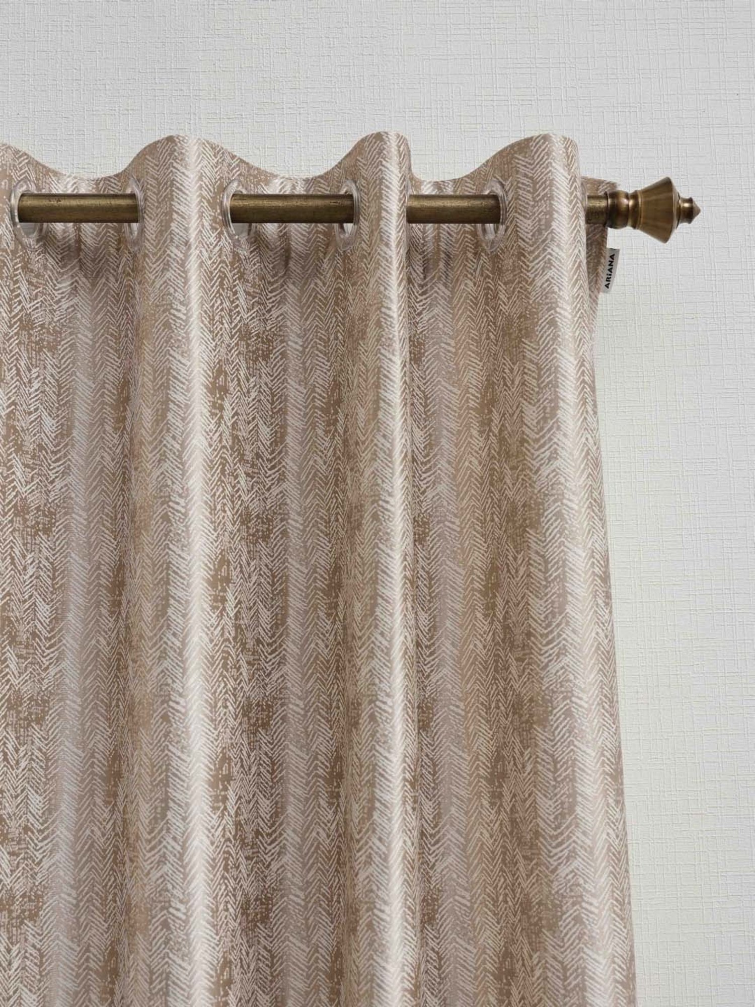 Ariana Wave Beige Polyester 5ft Window Eyelet Curtain