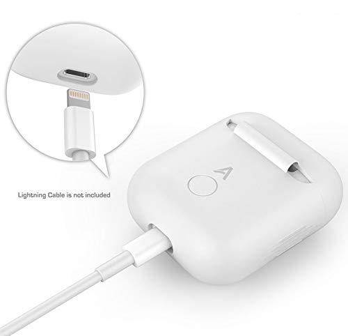 Josi Minea 2-in-1 Apple AirPods Accessories Kit - Protective Cover Skin for AirPods Charging Case & Earphone Anti-Lost Strap Rope - 2 Pcs AirPod Set [ White ]