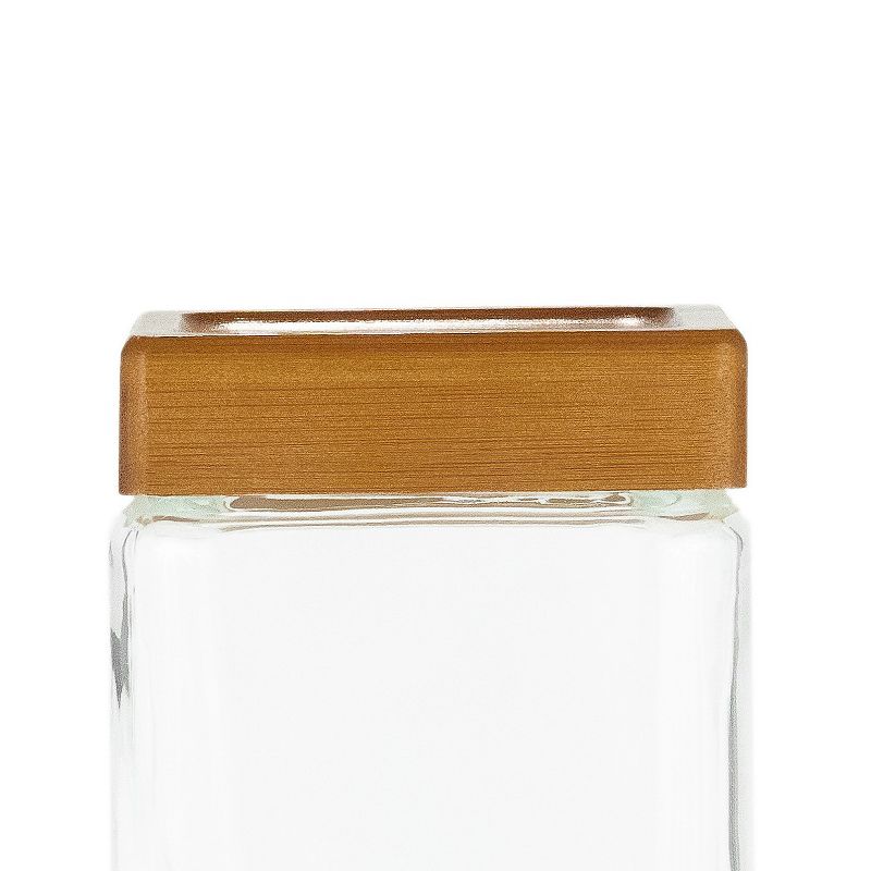 Amici Home Sequoia Square Glass Canisters, Assorted Set of 3 (Small, Medium, Large Size)