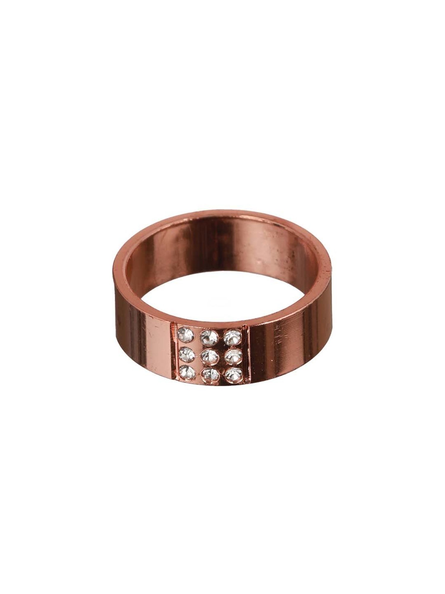 Bold by Priyaasi Band Style AD Rose Gold-Plated Ring for Men