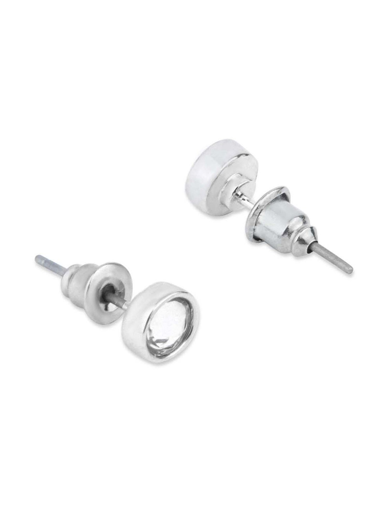 ToniQ Silver Plated Stud Earrings For Women - Set Of 9