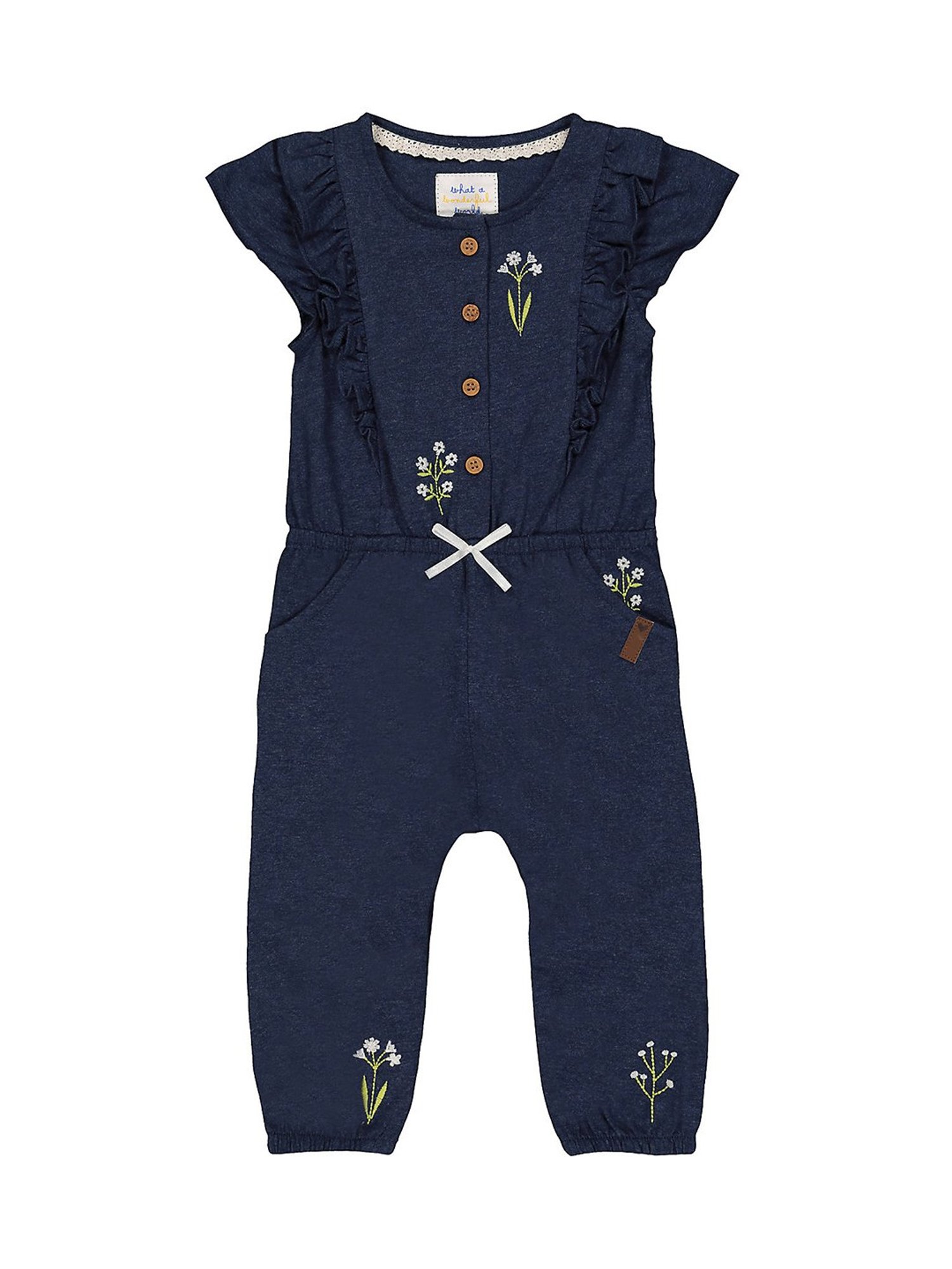 Mothercare Kids Navy Embroidered Jumpsuit