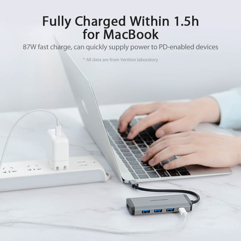 Vention USB C Hub ,5-in-1 USB Type C to 4K HDMI with 3&times;USB 3.0 Ports,PD Charging Port Compatible for MacBook Pro, ChromeBook, Nintendo Switch and More USB-C Devices