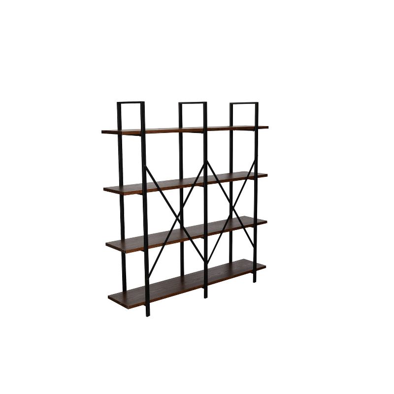 64" Pomeroy 4 Shelf Double Etagere Bookshelf Walnut Brown - Summerland Home