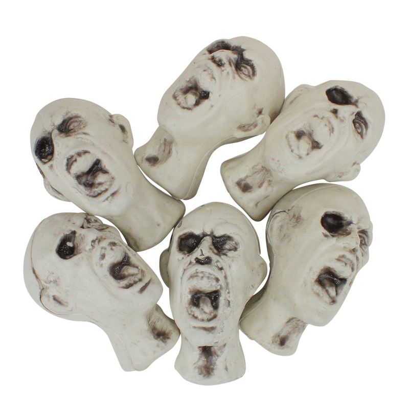 Northlight 3.5" Skeleton Skull Heads with Open Mouths Halloween Decorations 6ct - White/Gray