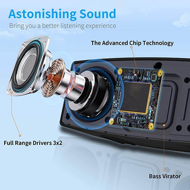 Bluetooth SpeakersDualDriver Wireless Speaker with Surround Stereo Sound and More Bassfor iPhone and Samsung Android Black