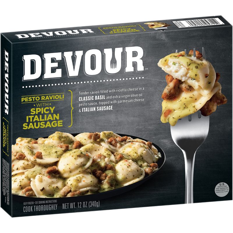 Devour Frozen Pesto Ravioli with Spicy Italian Sausage - 12oz