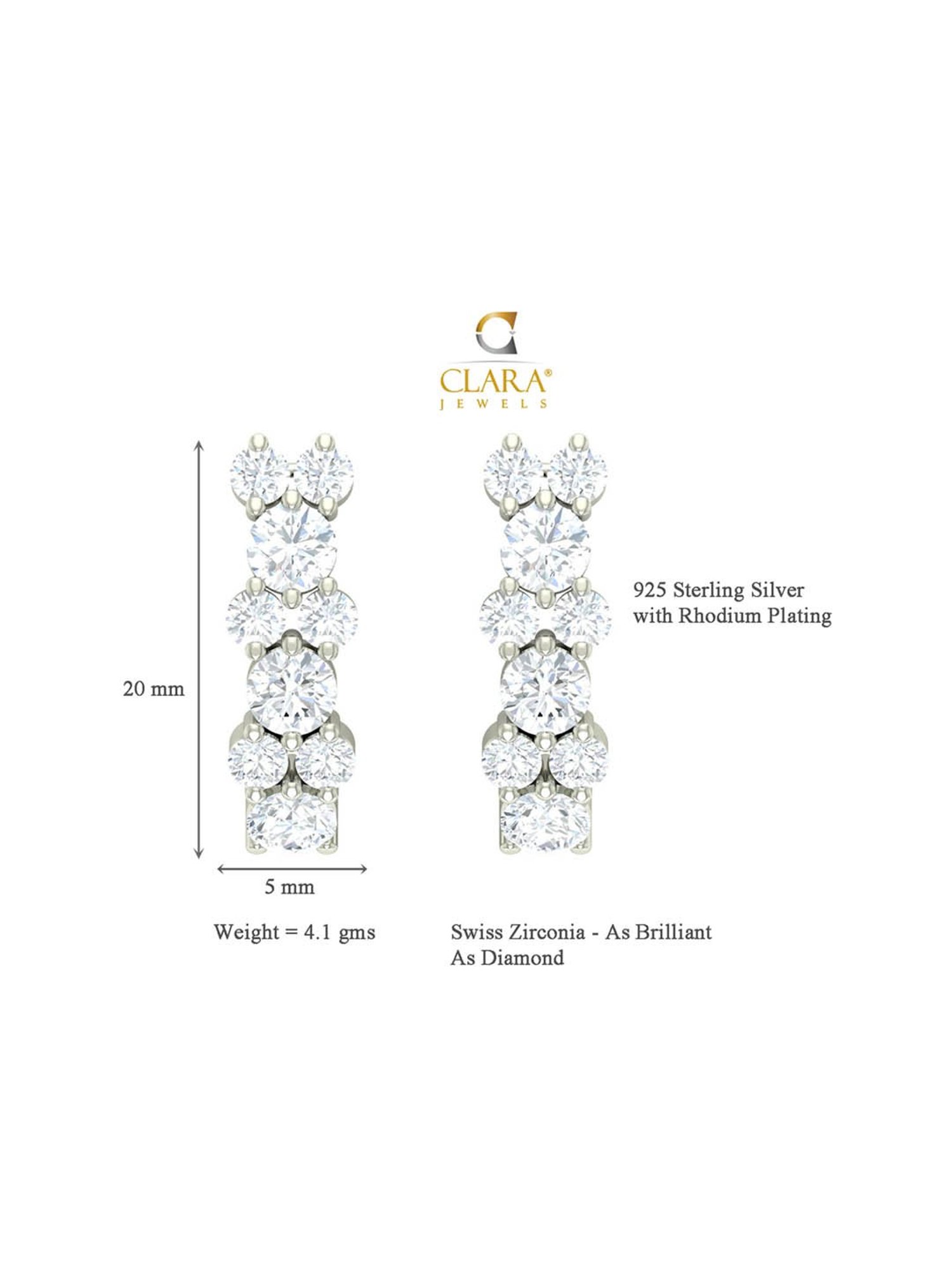 Clara 92.5 Sterling Silver Celine Earrings for Women