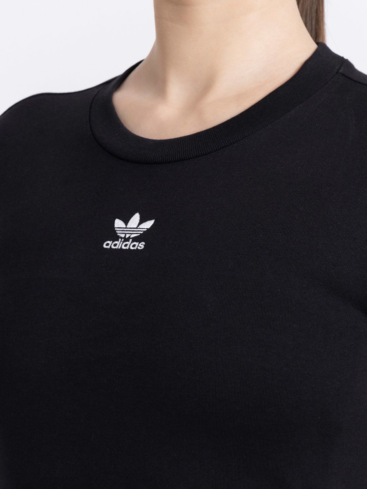 Adidas Originals Black Cotton Round Neck T-Shirt