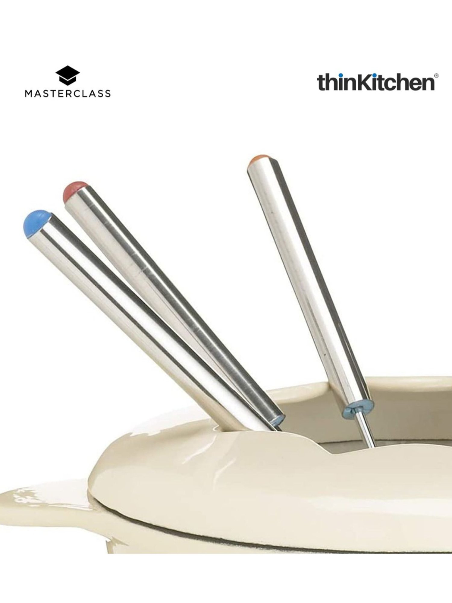 MasterClass Enamelled Cream Cast Iron Ream Fondue Set