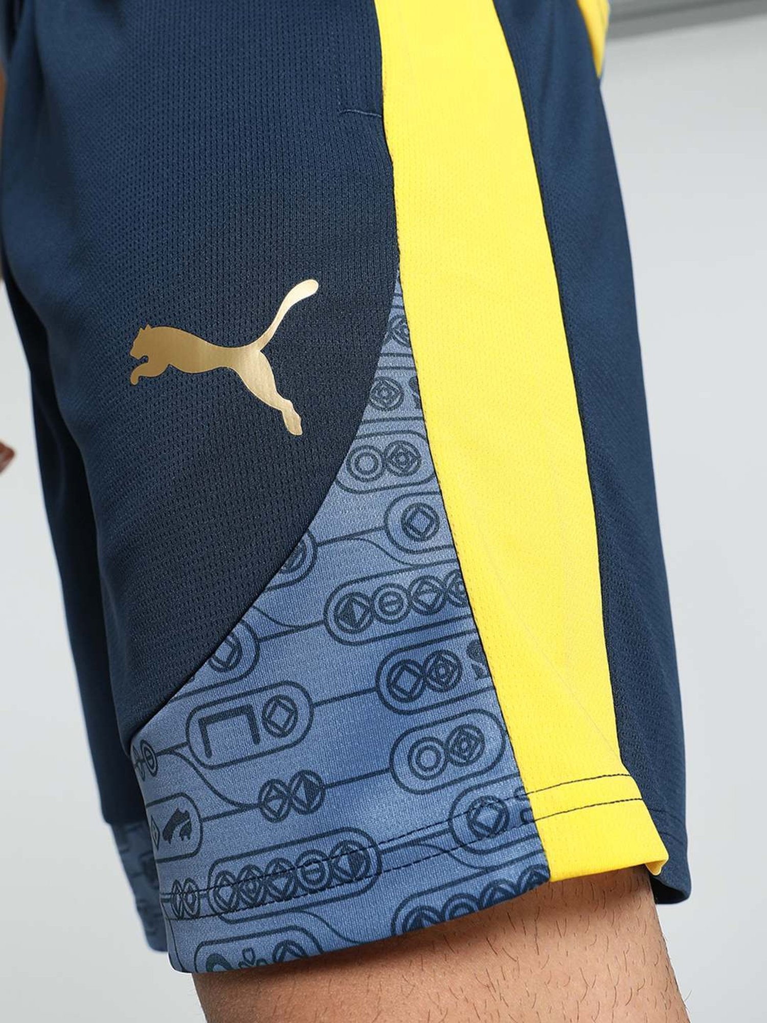 Puma Blue Regular Fit Printed Sports Shorts