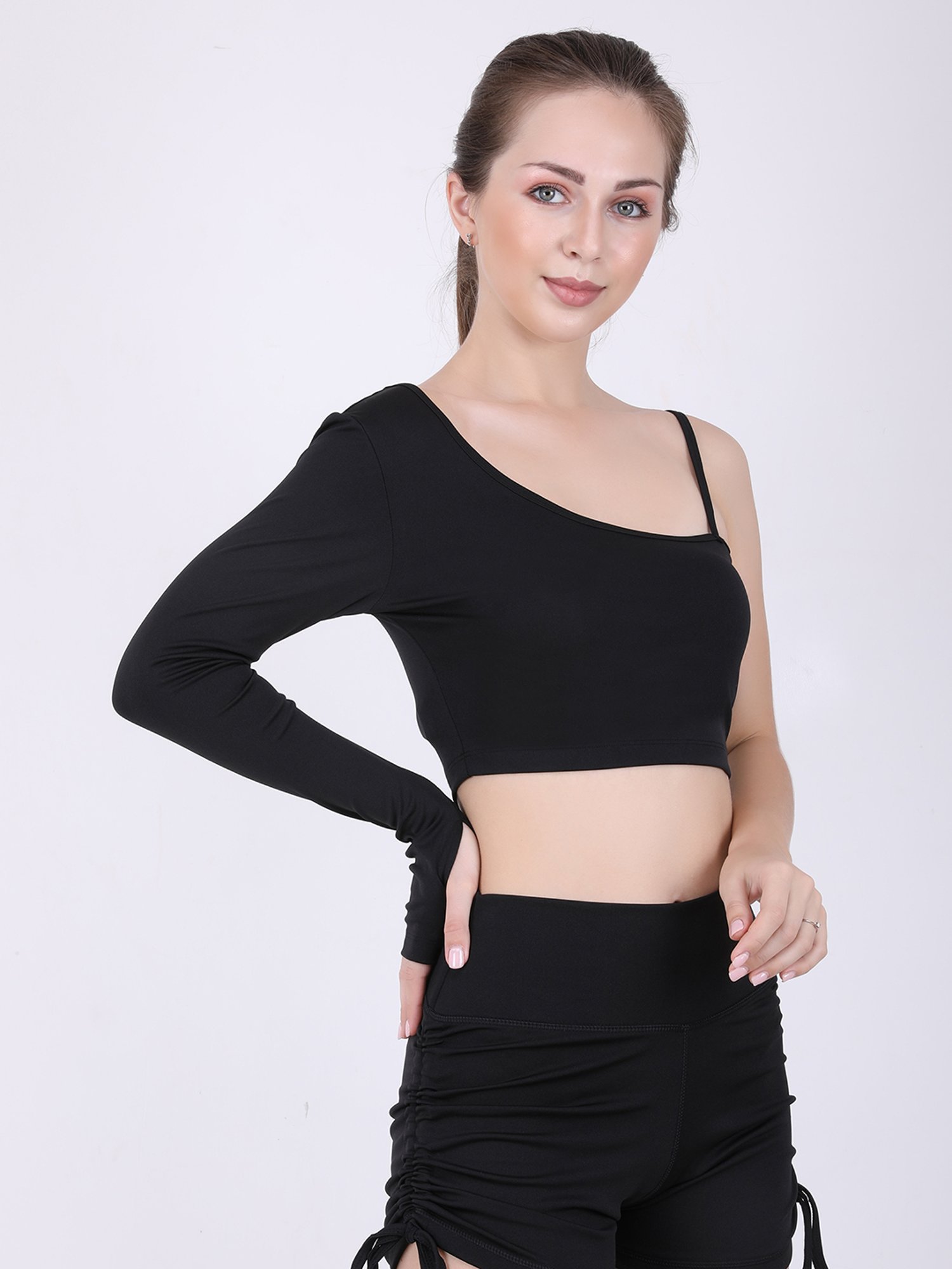 EVERDION  Black Full Sleeve Crop Top