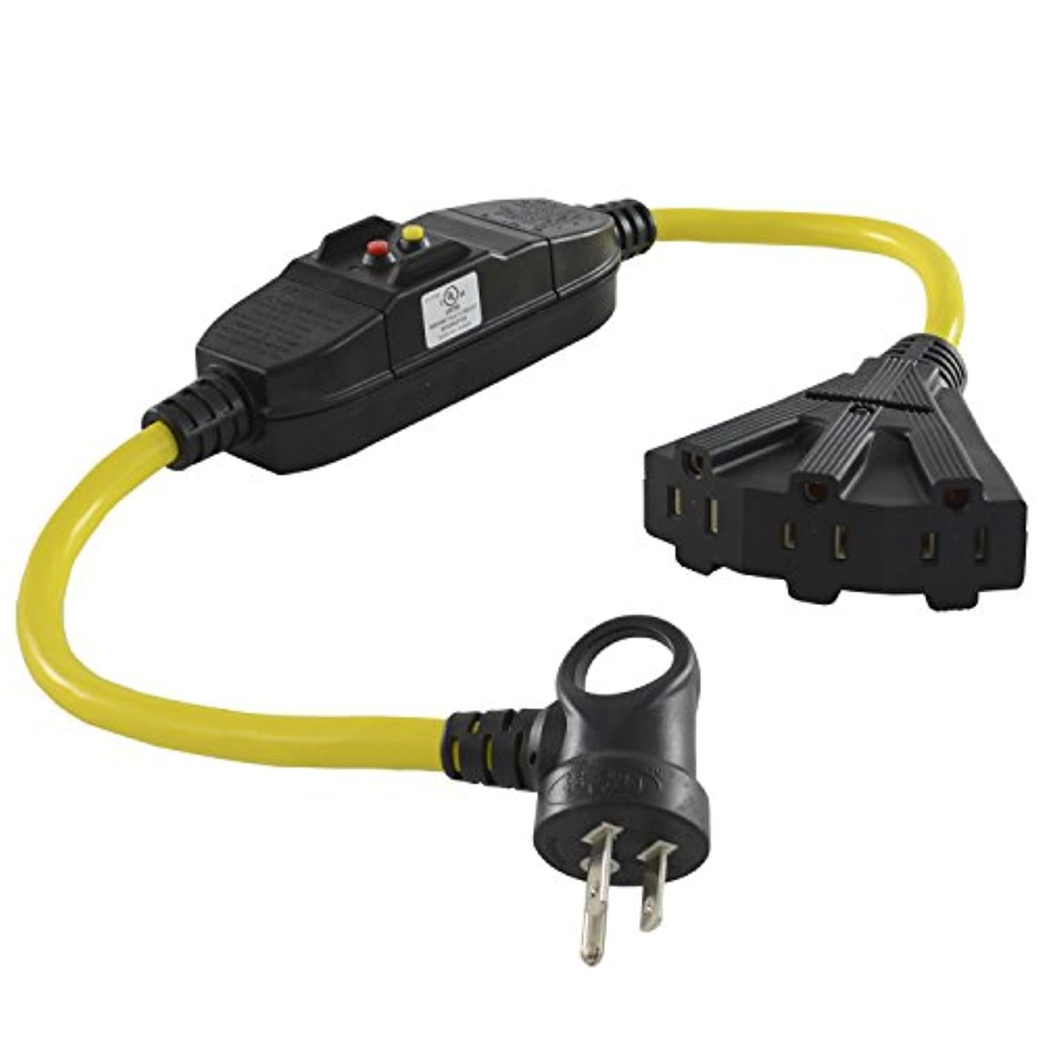 conntek 2.5-feet i-ring tri-outlet extension cord (12/3) with inline gfci