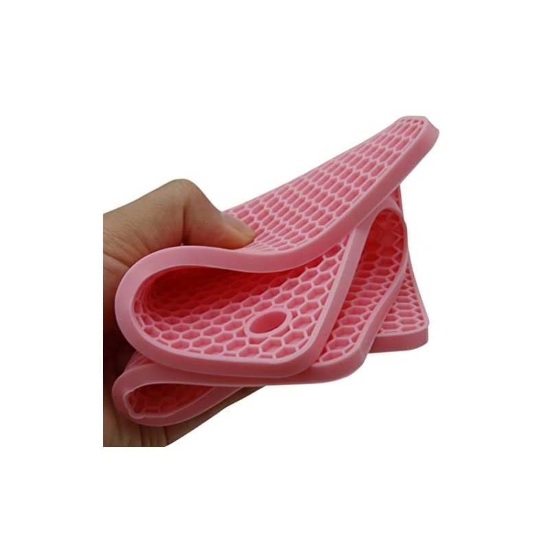 Lucky Plus Square Silicone Rubber Pot Holder Trivet Mat for Hot Pan and Pot Hot Pads Counter Mat Heat Resistant Tablemat or Placemats 4 Pack,Size:7.5x7.5 Inch, Color: Brown