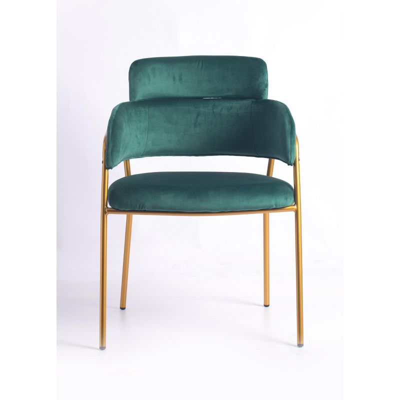Bold Tones Modern Green Velvet Fabric Upholstered Accent Arm Chair with Gold Metal Legs