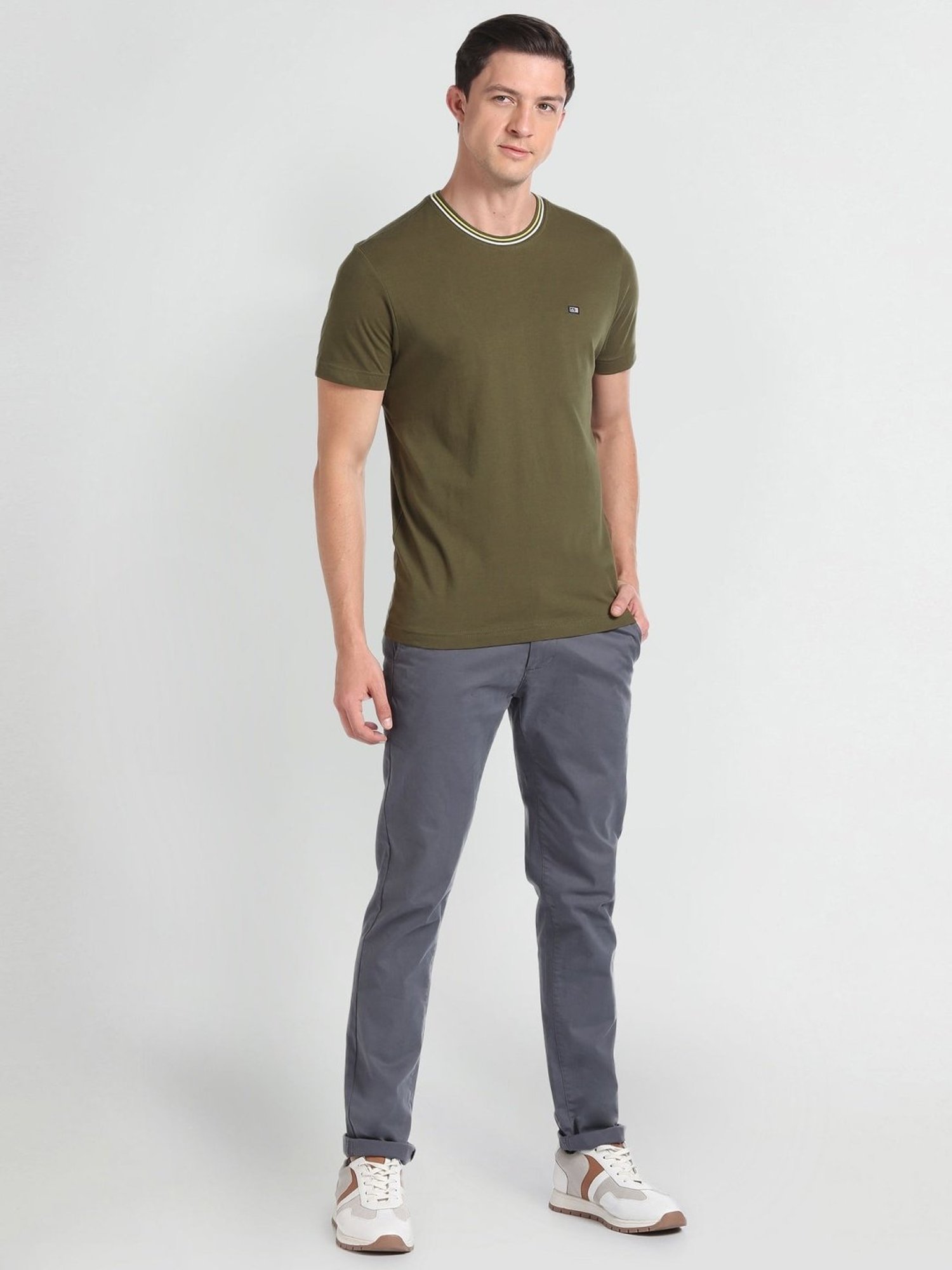 Arrow Sport Green Cotton Regular Fit T-Shirt
