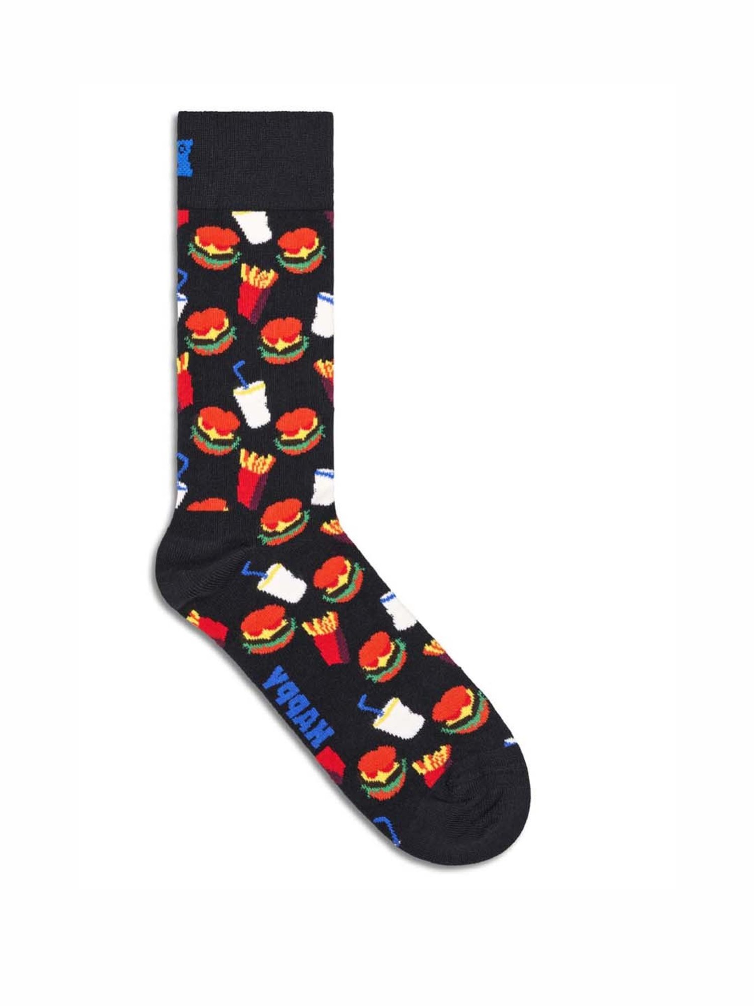 Happy Socks Hamburger Black Cotton Printed Socks (41-46)
