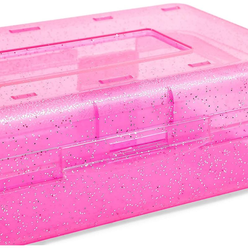 Bright Creations 4-Pack Pink & White Glitter Plastic Pen & Pencil Case Boxes, 7.8 x 2.2 x 4.5 in