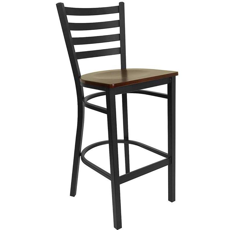 Ladder Barstool Saddle Seat Black - Riverstone Furniture Collection