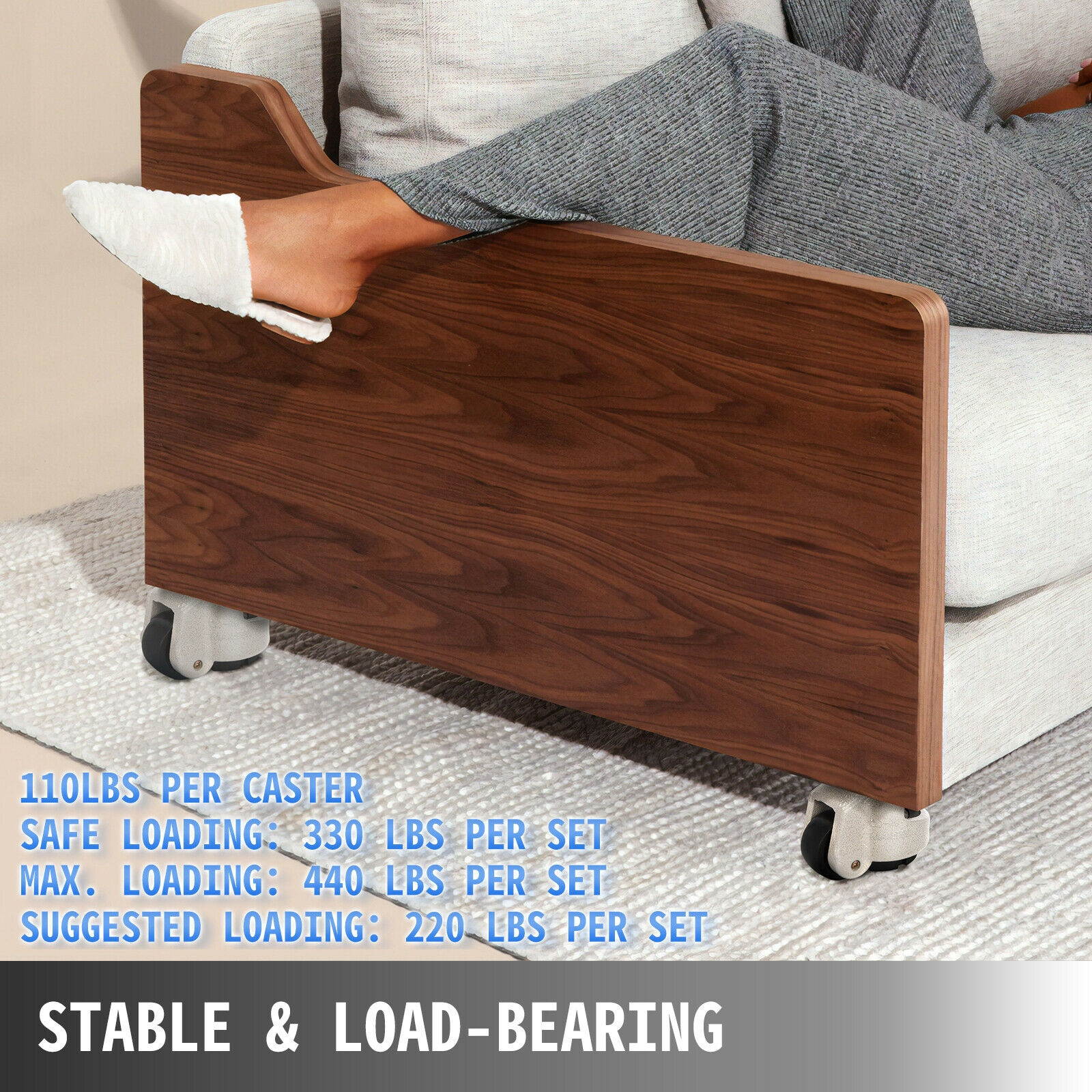 GD-40S Nylon Wheel and NBR Pad Set of 4 Leveling Casters