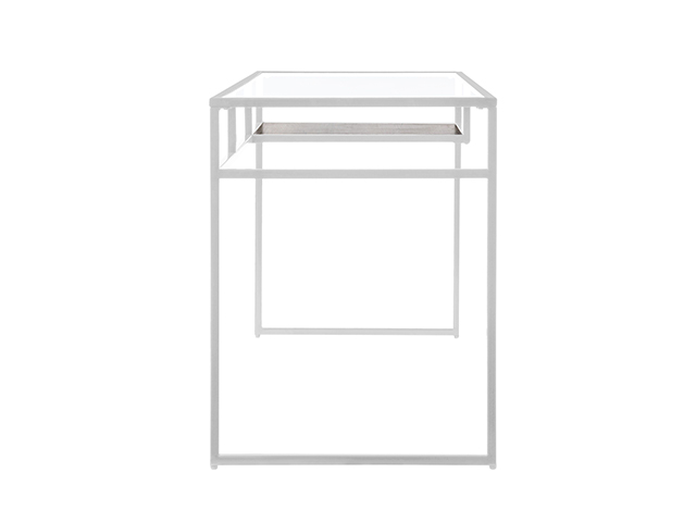 Metal & Glass Top Desk, Home Office Writing Desk, Makeup Table Desk Vanity for Home Decor,Blue,GT116