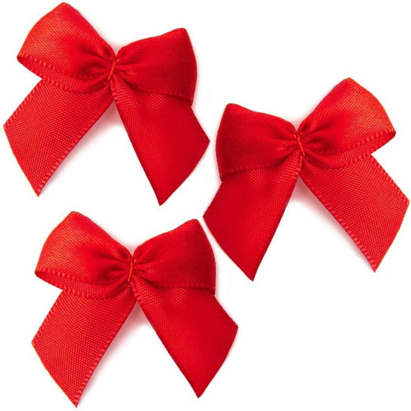 Bright Creations 200-Pack Mini Satin Ribbon Bow w/ Self-Adhesive Tape for Arts and Crafts, Sewing & Gift, Red 1.5"
