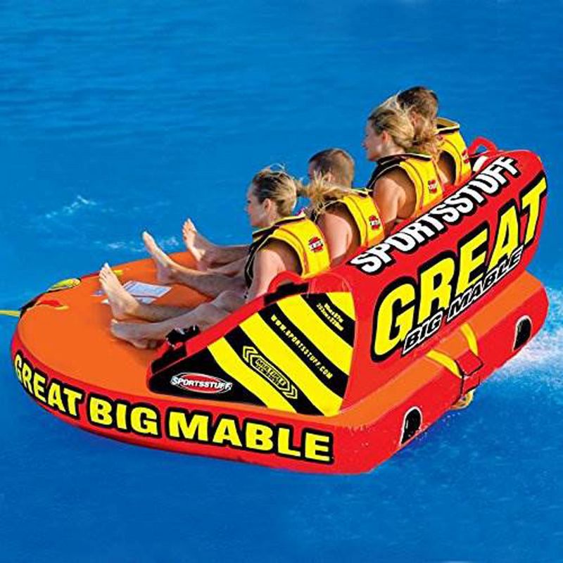 SPORTSSTUFF 53-2218 Great Big Mable 4-Person Towable Boat and Lake Tube Inflatable with 60 Foot Tow Rope, Heavy-Duty Full Nylon Cover, & Grab Handles