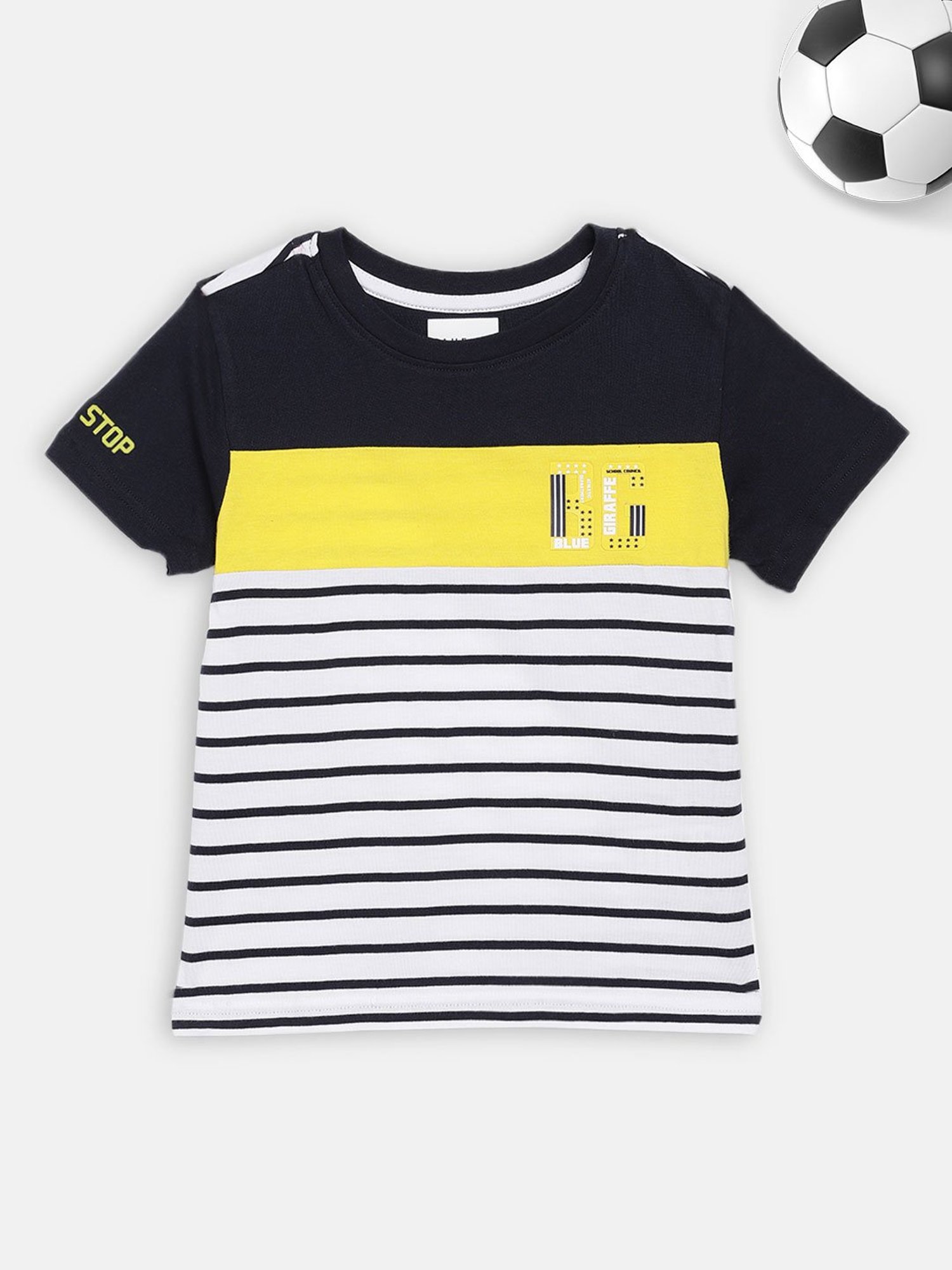 Blue Giraffe Kids White Cotton Striped T-Shirt