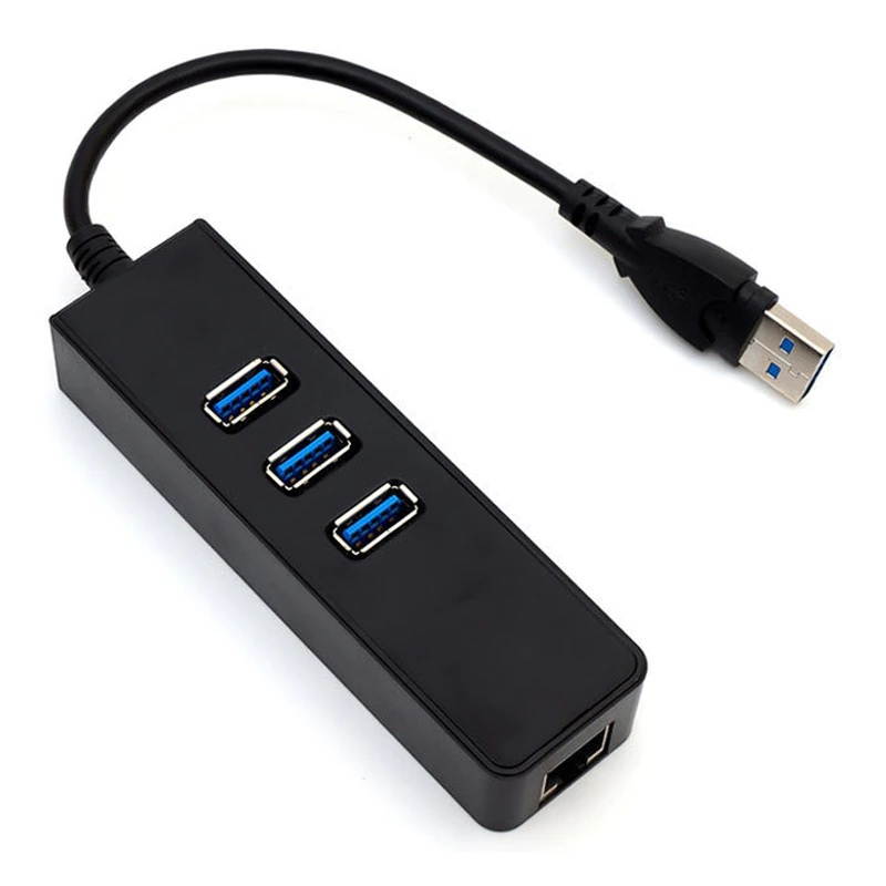 Mini Design 3 ports USB 3.0 + RJ45 Gigabit Ethernet Network card USB3.0 + 1Gbps LAN Port Combo Adapter Cable