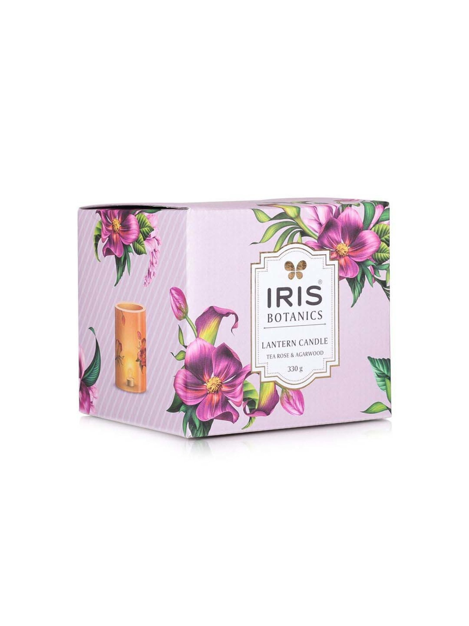 IRIS Multicolour Botanics Tea Rose & Agarwood Fragrance Lantern Candle