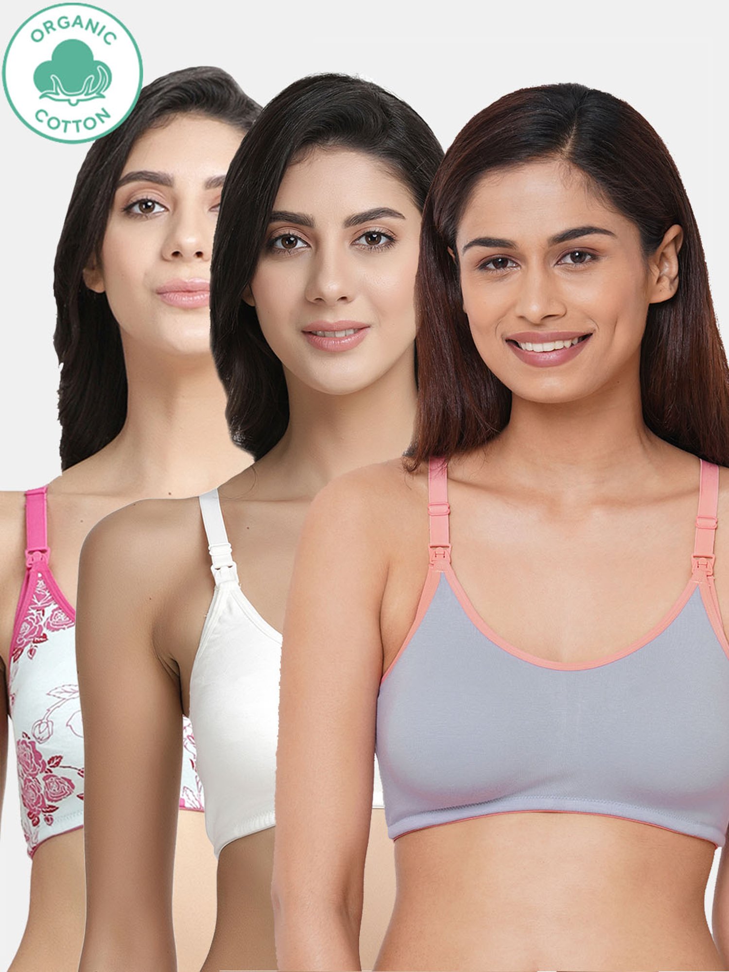 Inner Sense Multicolored Non Wired Non Padded Nursing Bra (Pack Of 3)