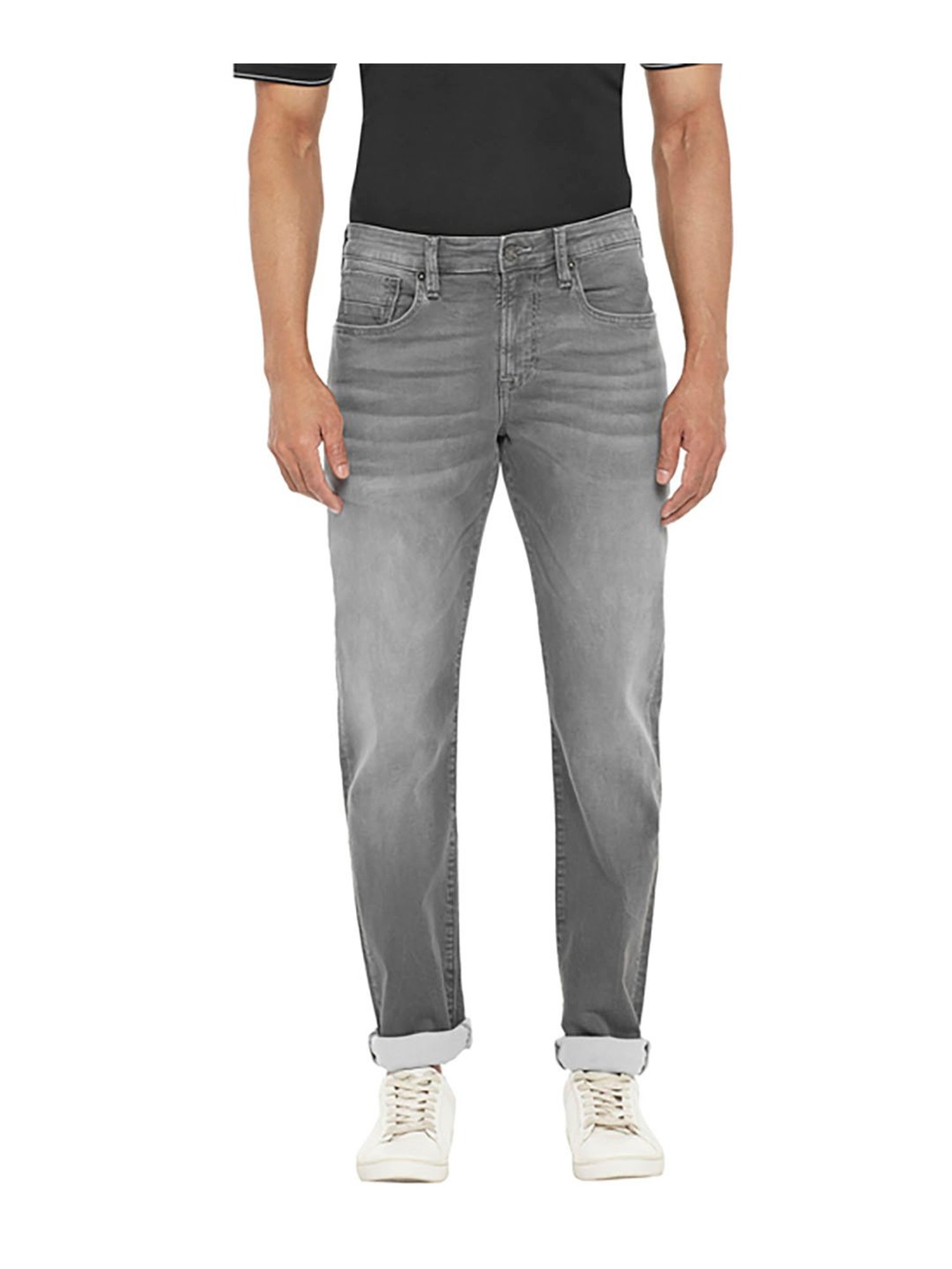 EVERBLUE Grey Comfort Slim Midrise Stretchable Jeans