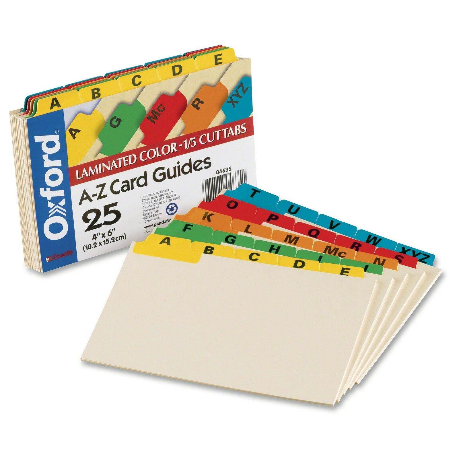 Oxford A-z Laminated Tab Card Guides - 25 X Divider[s] - Printed A-z - (04635)