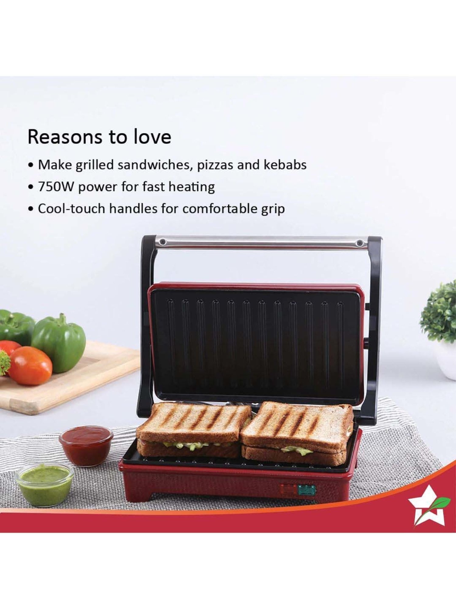 Borosil Sandwich Maker 2000W with Non stick coating (Black)