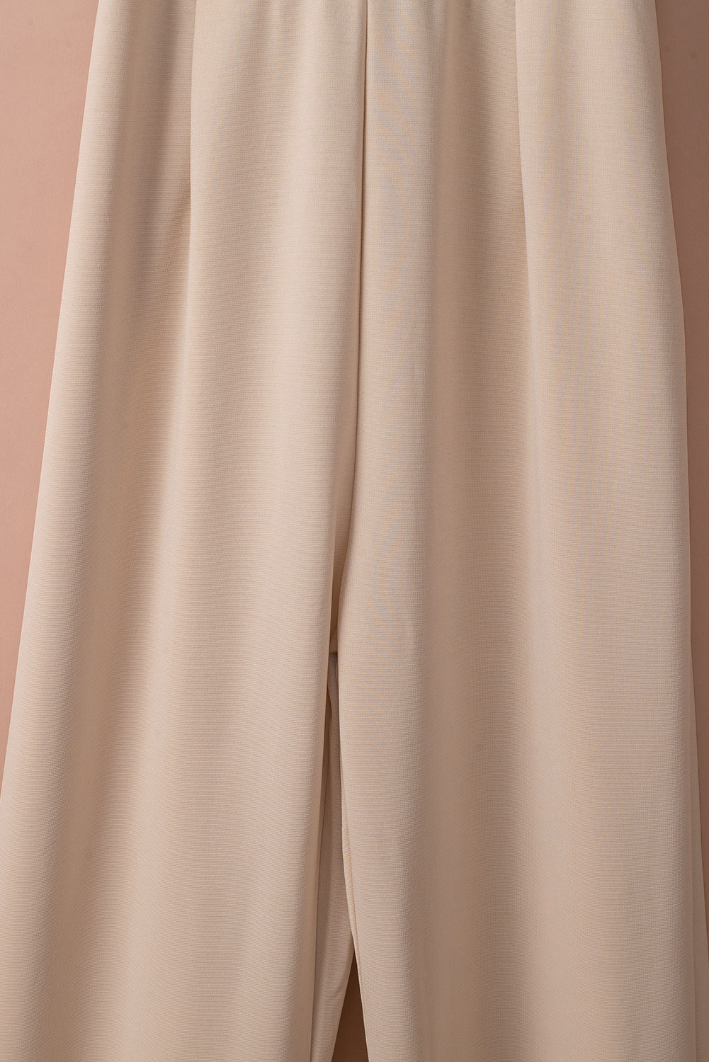 Rose Tan Solid Self Tied Straps Pleated Wide Leg Jumpsuit