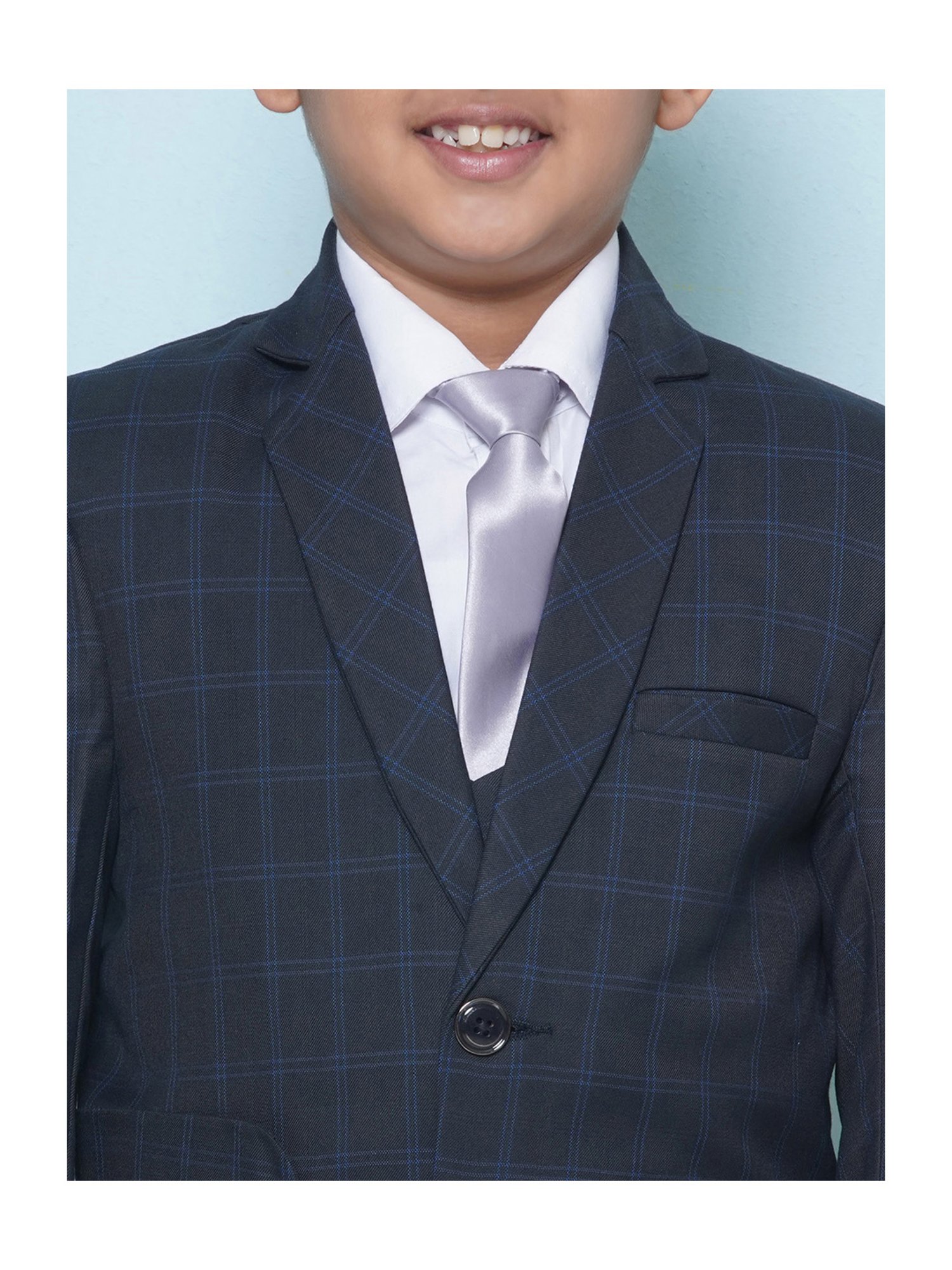 AJ Dezines Boys Navy & White Checks Full Sleeves Shirt