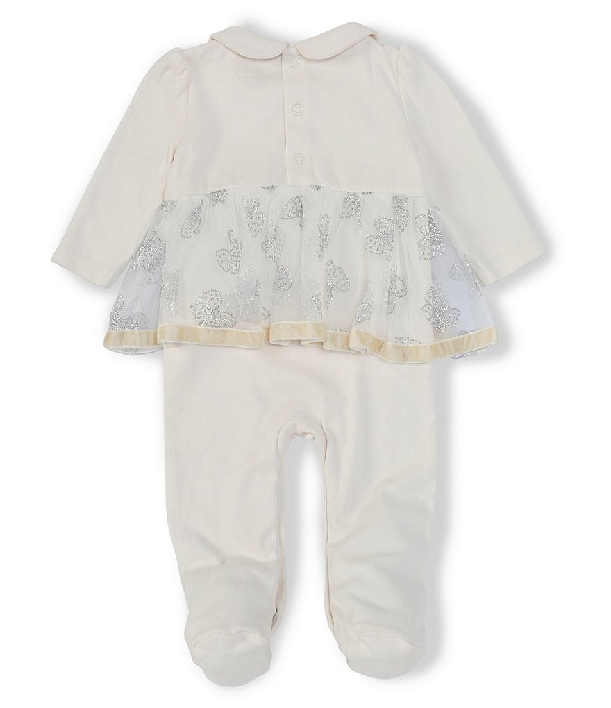 Baby Starters Baby Girls 3-9 Months Long-Sleeve Glitter Mesh-Overlay Coverall