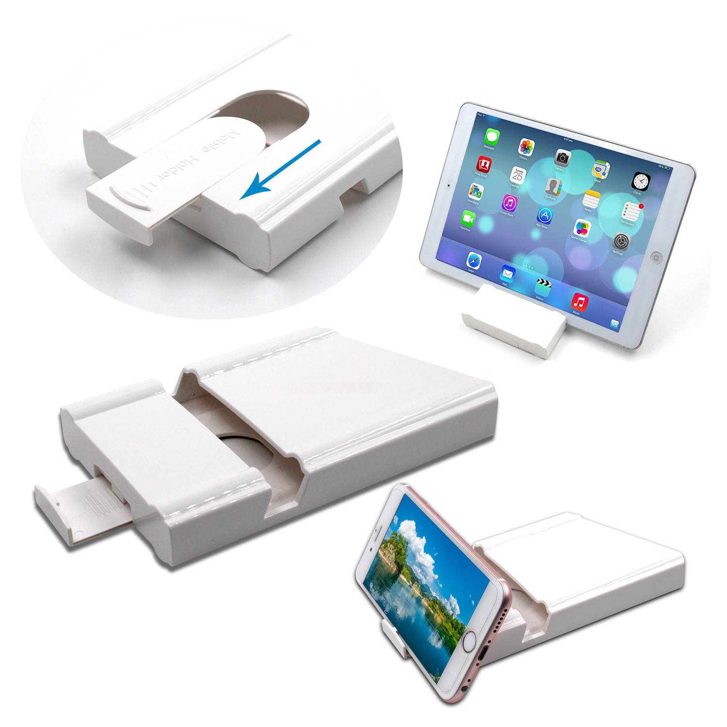 FK228 Folding Bluetooth Wireless Keyboard Rechargeable Keyboard Mini Slim Keypad with Mobile Holder for IOS/Android/Windows Tablet/Laptop