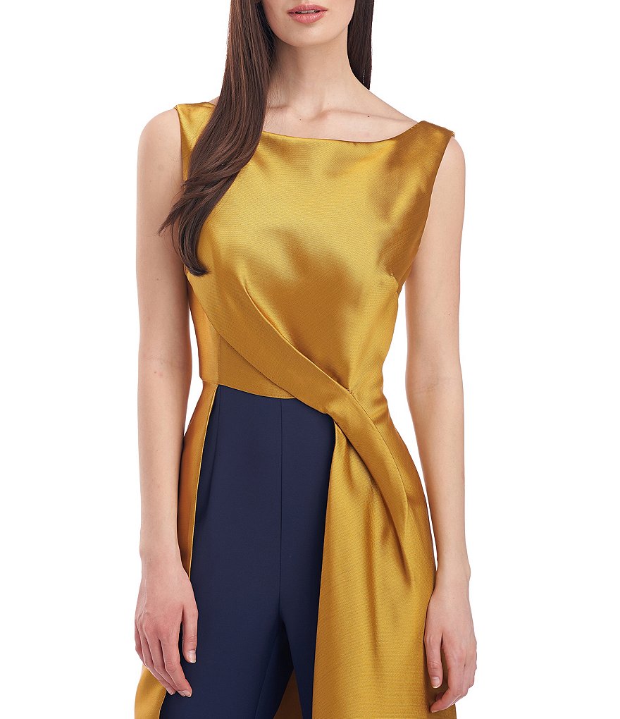 Kay Unger Emiliana Contrast Color Boat Neck Sleeveless Walk-Thru Jumpsuit