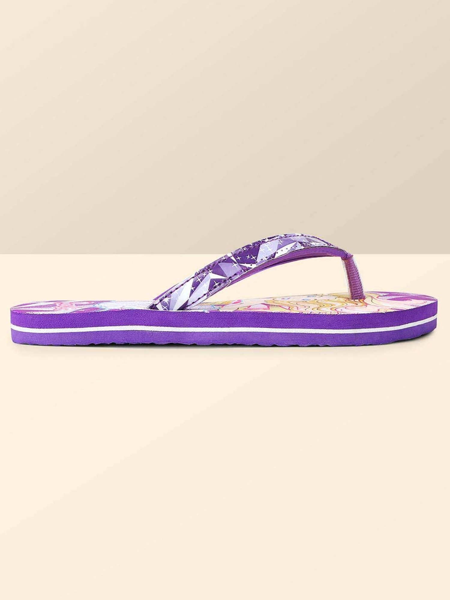 Kidsville Barbie Printed Purple Flip Flops