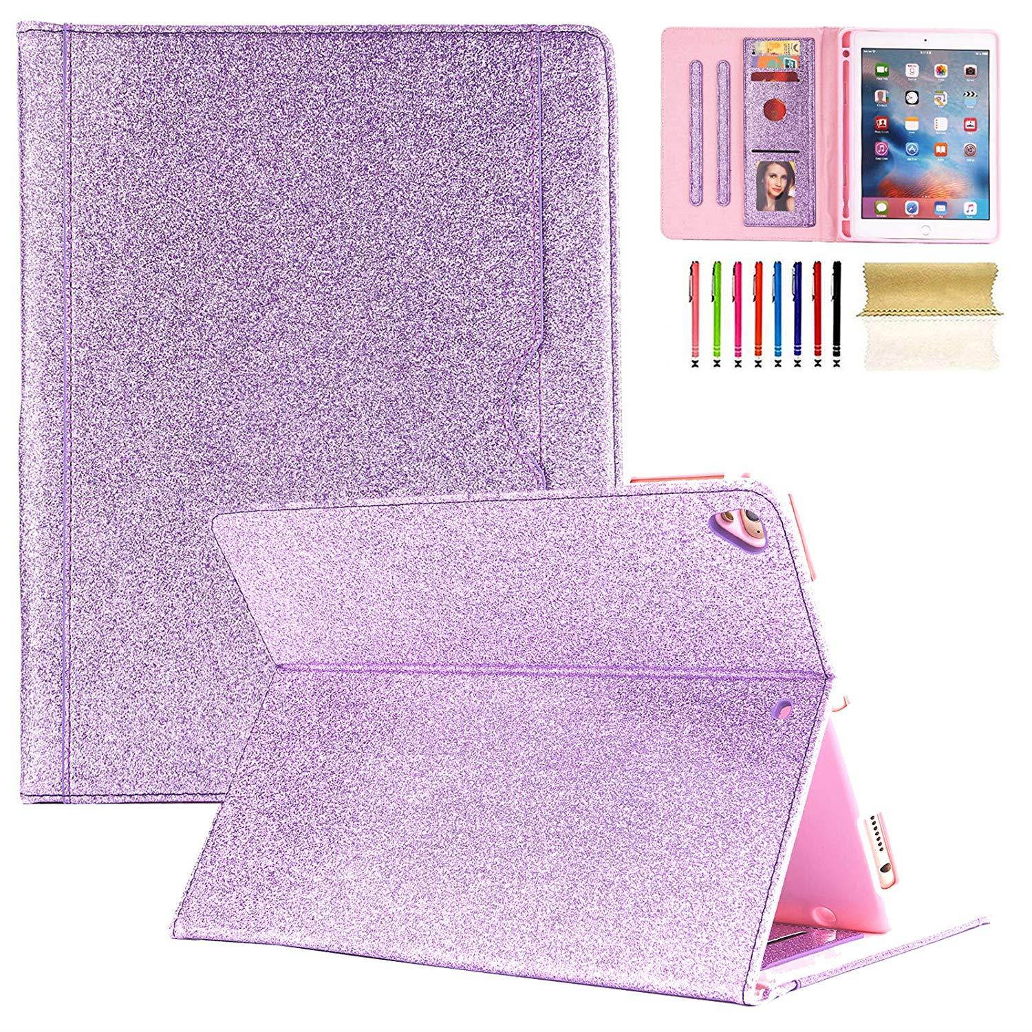 Casii iPad Air/iPad Air 2/iPad 9.7 Inch 2018 2017 Case,PU Leather Folio Stand Smart Premium Cover Case with Card Slots Wallet Pocket Auto Wake/Sleep for Apple iPad 5th/6th Gen/iPad Air 2/1,Purple