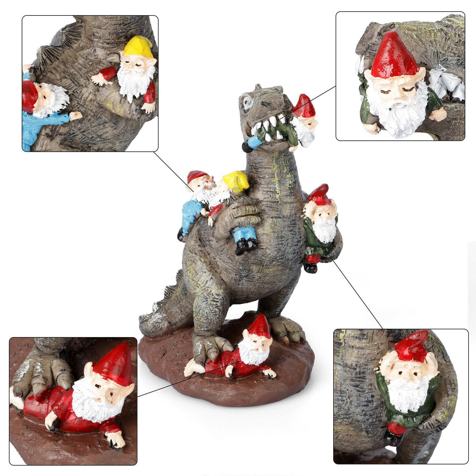 Dinosaur Eng Gnome Garden Decoron Outdoor Decor Ornaments Statue Model Art