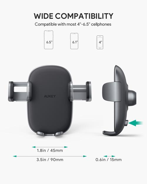 AUKEY HD-C50 Car Phone Mount, Air Vent Cell Phone Holder, Compatible with iPhone 11 Pro / XS Max, Google Pixel 3 XL, Samsung Galaxy S10+, and More-Gray