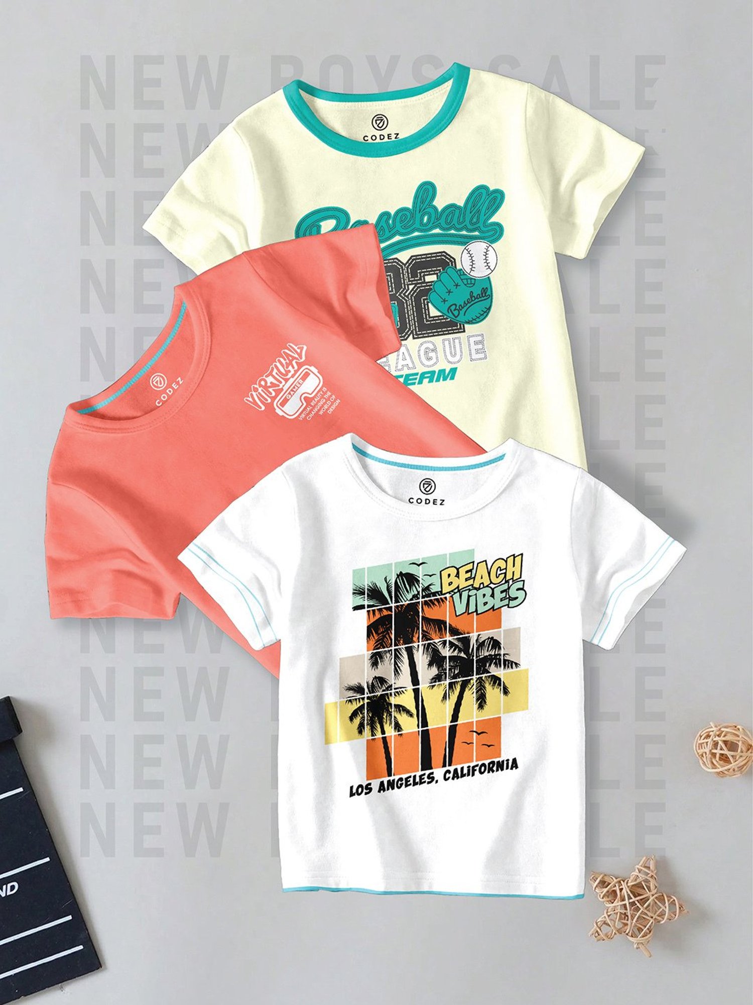 Codez Kids Multicolor Printed T-Shirt (Pack Of 3)