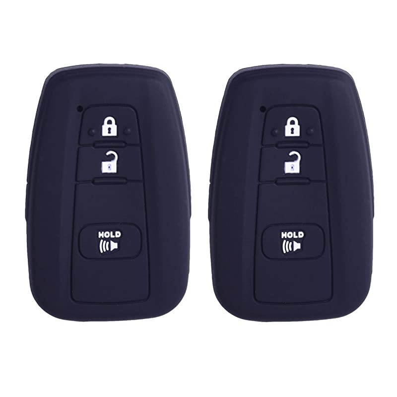 2Pcs  Sillicone key fob Skin key Cover Remote Case Protector Shell for 2016 2017 Prius 2018 2019 CHR Smart Remote black