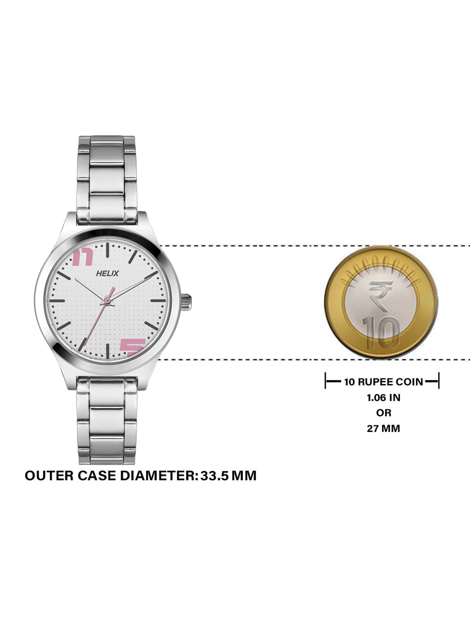 Helix By Timex Silver Round Dial Analog Stainless Steel Women Watch - TW049HL04